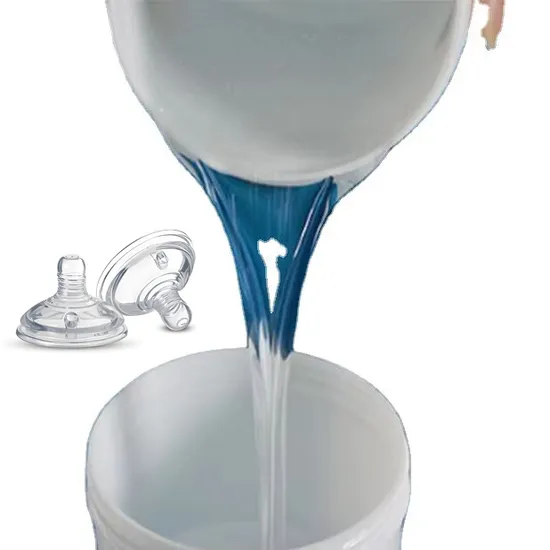 Fabrik liefert direkt sichere und umweltfreundliche RTV-Silikonkautschukflüssigkeit in Lebensmittelqualität für Baby-Nippel, Baby-Schnuller, Beißringe, Kinderspielzeug