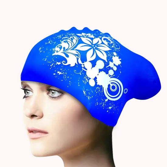 Individuelle Silikon-Badekappe zum Schwimmen für Mädchen mit langen Haaren